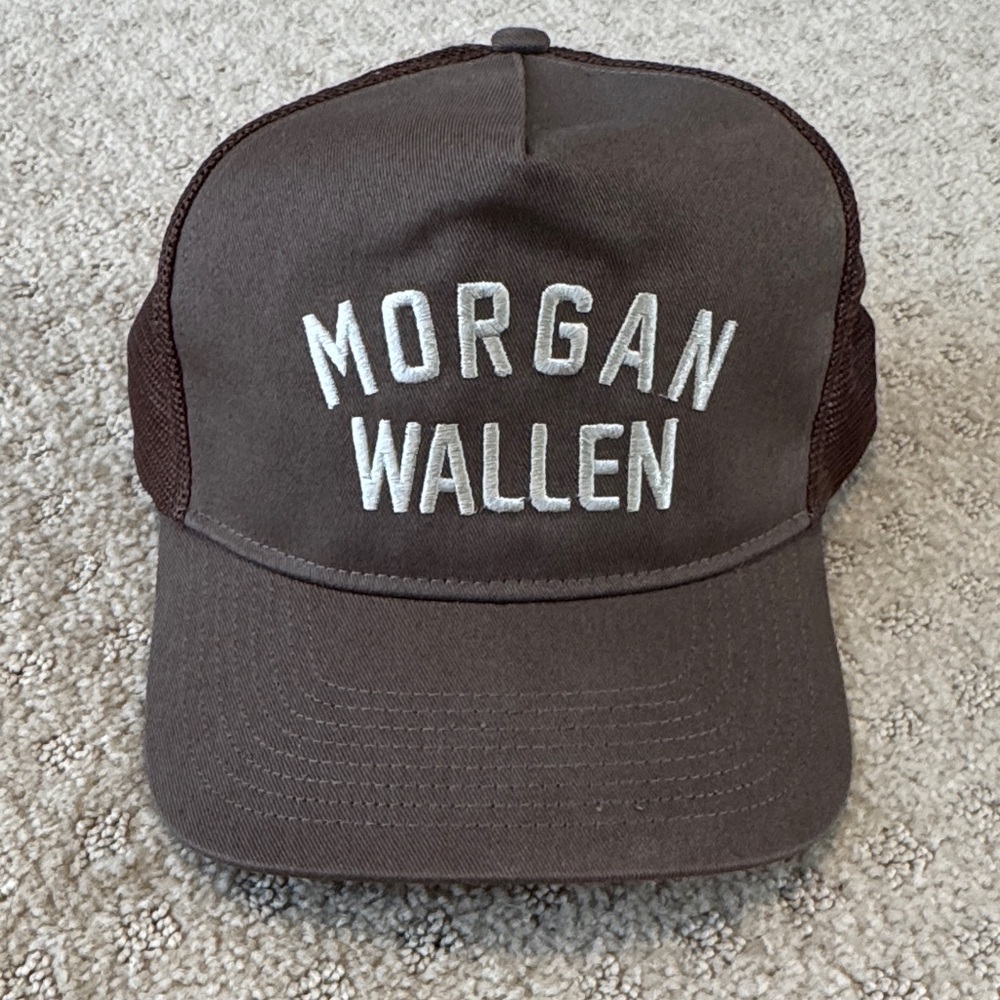 Morgan Wallen Embroidered Trucker Hat - Brown with White Lettering